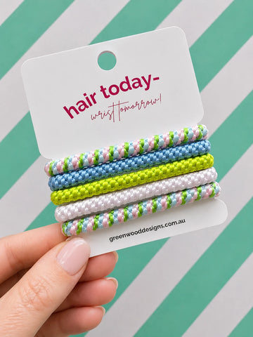 Hair Elastics Pack - Lime Splice