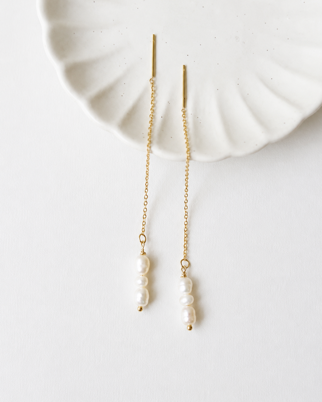 Emmy Freshwater Pearl Gold Threader Earrings