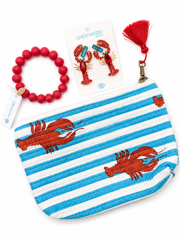 $55 Blue, White & Red Lobster Pouch Bundle