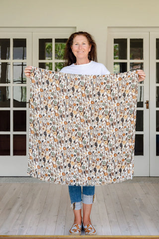 floral scarf, cream scarf, feminine scarf, cottage core scarf, pretty scarf, autumn scarf, winter scarf