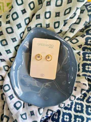 Gold Plated Sterling Silver Semi-precious Circle Stud Earring