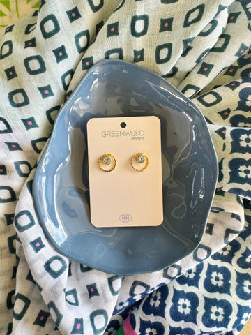 Gold Plated Sterling Silver Semi-precious Circle Stud Earring