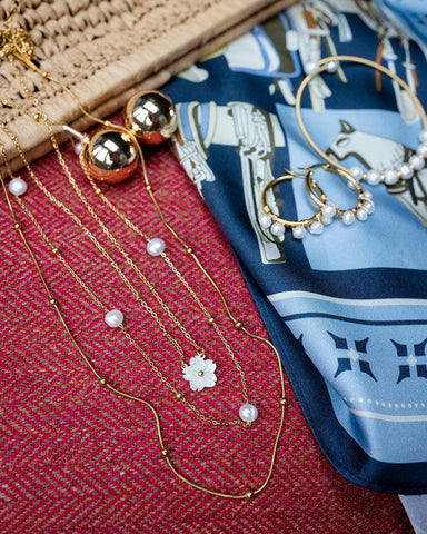 Positano Stainless Steel Multi Bead Gold Necklace