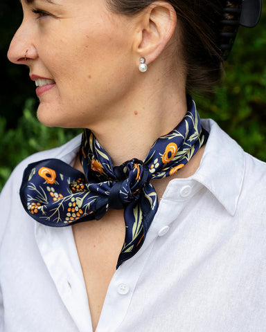 Night Garden Silk Neck Scarf