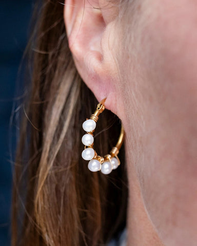 Celeste Freshwater Pearl Hoop Earrings