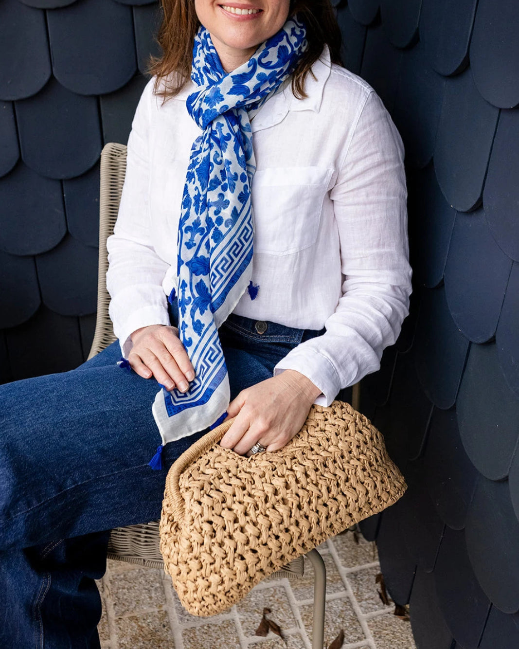Pippa Raffia Clutch in Natural