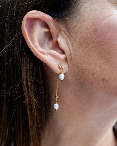 Sophie Freshwater Pearl Double Drop Gold Earrings