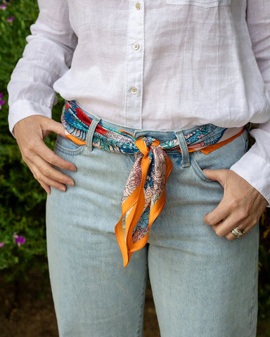 Floral Horse Silk Neck Scarf