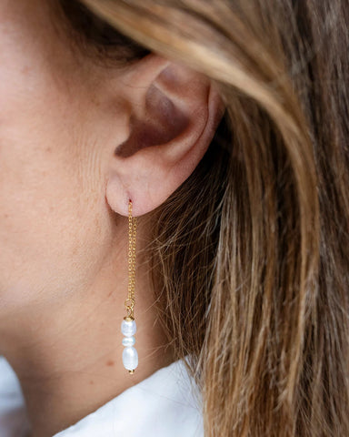 Emmy Freshwater Pearl Gold Threader Earrings