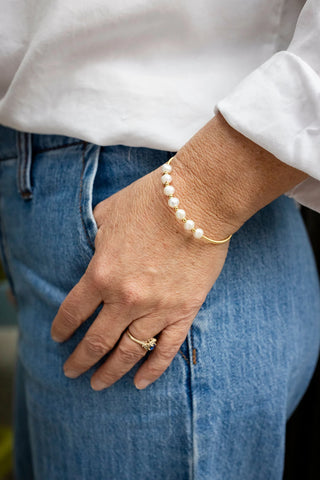 Freshwater Pearl Stainless Steel Gold Cuff Bracelets