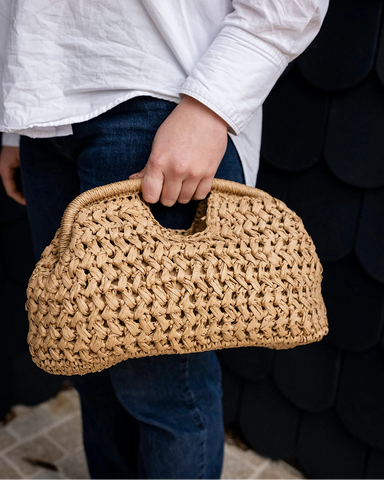 Pippa Raffia Clutch in Natural