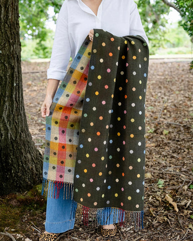 Spotty Dotty Olive Green Winter Scarf