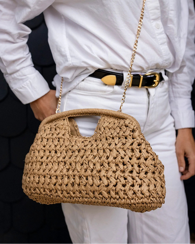 Pippa Raffia Clutch in Natural