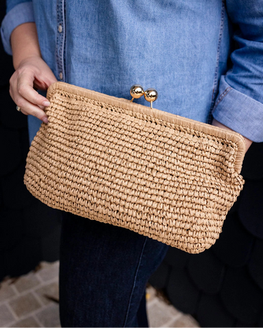 Kate Raffia Clutch in Natural