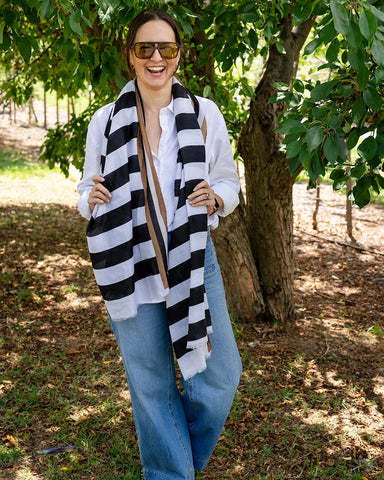 Flo Stripe in Black Autumn/Winter Scarf