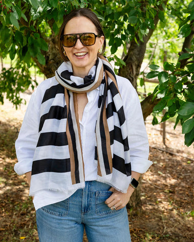 Flo Stripe in Black Autumn/Winter Scarf