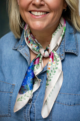Willa Arantz Collaboration Silk Scarf - Floral Wreath