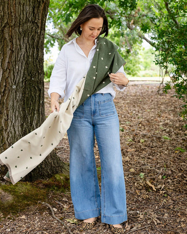 Holly Heart Olive Green Winter Scarf