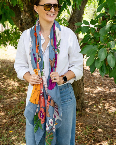 Bella Botanical in Blue Autumn/Winter Scarf