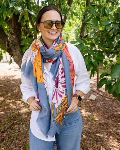 Bella Botanical in Blue Autumn/Winter Scarf