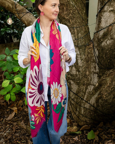 Bella Botanical in Pink Autumn/Winter Scarf