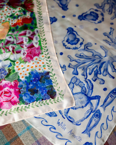 Willa Arantz Collaboration Silk Scarf - Floral Wreath