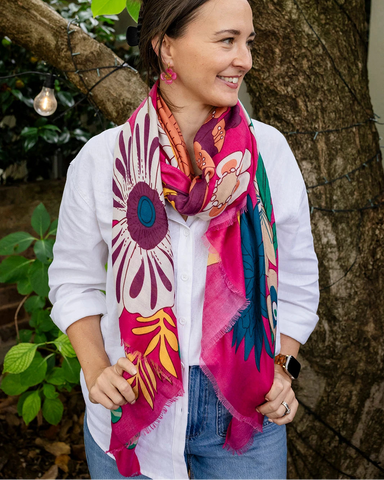 Bella Botanical in Pink Autumn/Winter Scarf