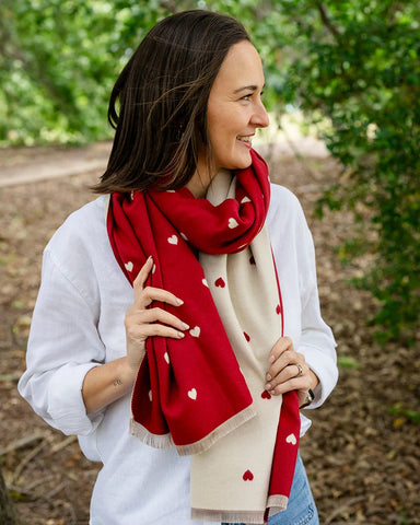Holly Heart Red Winter Scarf