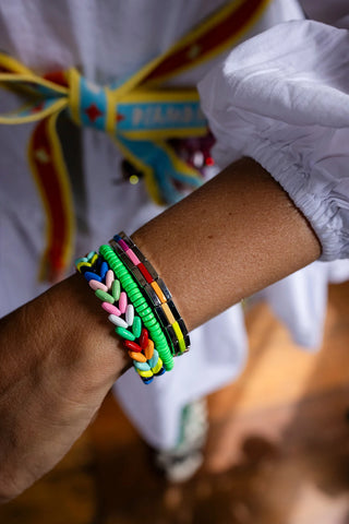 Colourful Enamel Stacking Bracelet Collection in Gold & Silver