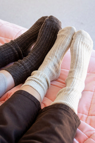 PRESALE ARRIVING 12 JUNE Cream Toasty Toes Woollen Ribbed Crew Sock