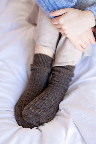 PRESALE ARRIVING 25 JUNE 
Chocolate Toasty Toes Woollen Ribbed Crew Socks