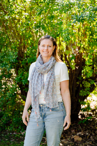 Olivia Floral in Grey Lightweight Scarf