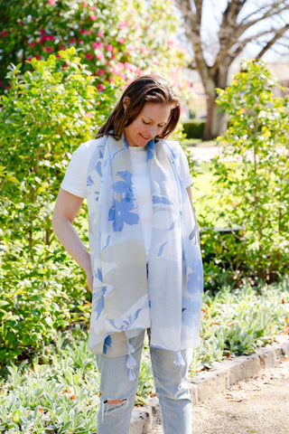 Felicity Blue Abstract Floral Lightweight Scarf