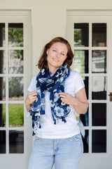 Vera Floral in Navy Autumn/Winter Scarf