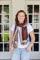 Debbie Paisley in Rust Autumn/Winter Scarf