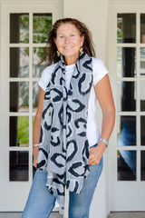 Uma Animal Print in Grey Autumn/Winter Scarf