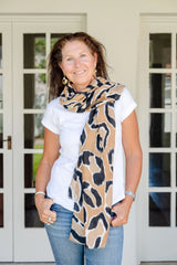 Uma Animal Print in Tan Autumn/Winter Scarf