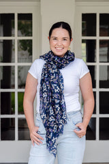 Cally Floral in Navy Autumn/Winter Scarf