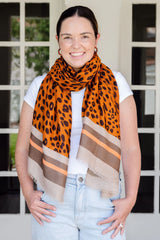 Estelle Leopard in Bronze Autumn/Winter Scarf