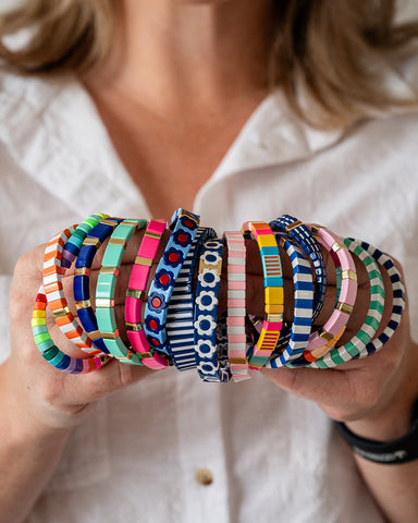 Gold Enamel Stacking Bracelet Collection