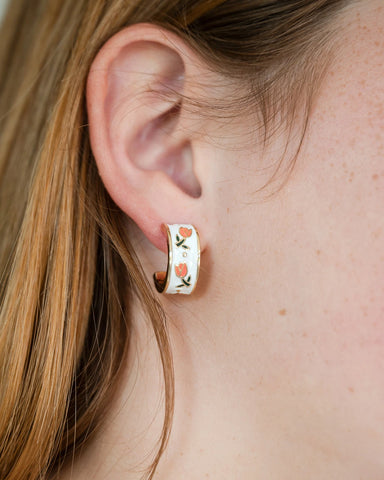 Hayley Enamel Hoop Earring with a Tulip Design