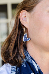 heart earring, dangle earring, fun earring, navy earring, statement earring