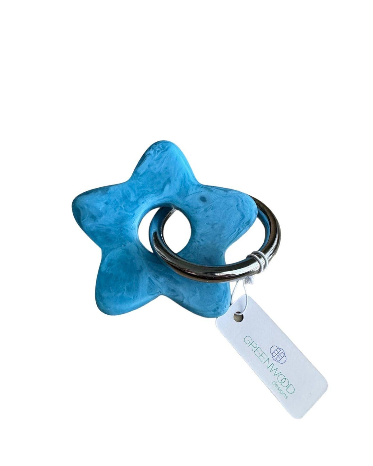 Star Keyring, Pretty Keyring, Feminine Keyring, Chunky Keyring, Resin Keyring, Blue Keyring