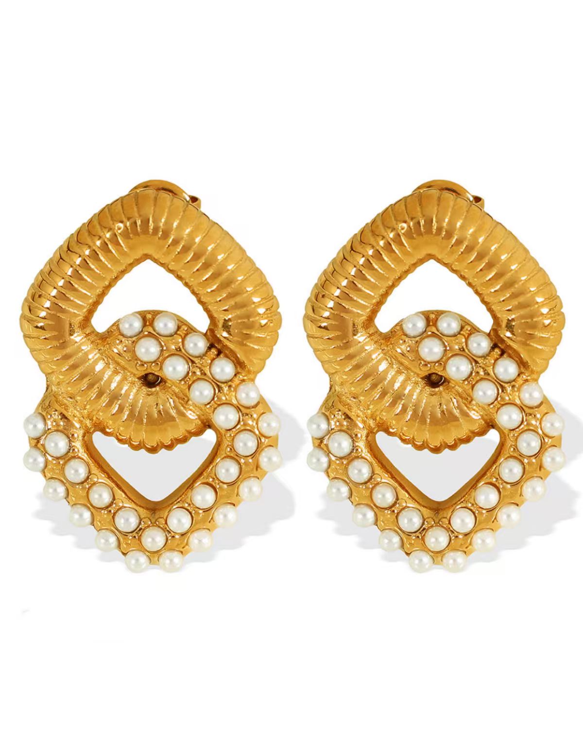 Eliza Pearl Square Chain Stud Earring