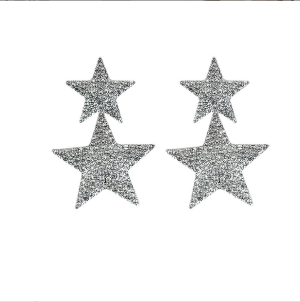 Double Star Christmas Earring in Silver