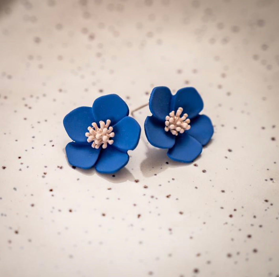 Small Flower Earrings Blue and White