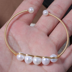 Freshwater Pearl Stainless Steel Gold Cuff Bracelets