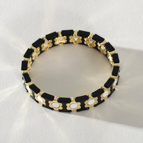 Gold Enamel Stacking Bracelet Collection