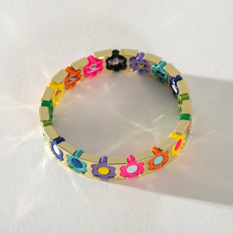 Gold Enamel Stacking Bracelet Collection