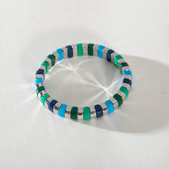 Silver Enamel Stacking Bracelet Collection